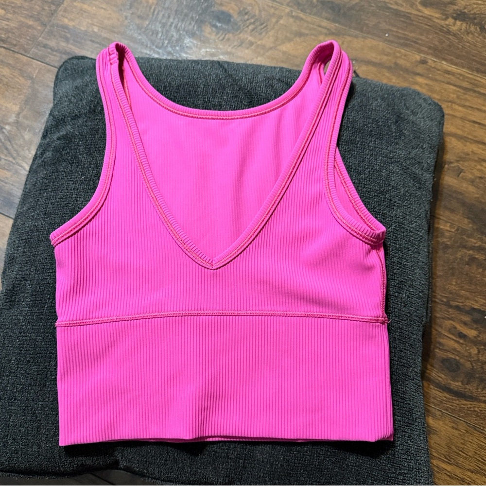 Lululemon Power Pivot Ribbed Tank Sonic Pink sz 4
